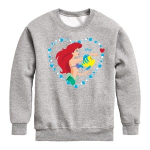 Boys' - Disney - Ariel Heart Graphic Long Sleeve Fleece Sweatshirt - 1 of 4