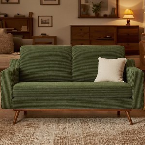 Vipbear Comfy Loveseat Couches for Living Room 65.4"Mid Century Modern Couch with Spring Cushion,Solid Wood Frame,Tool-Free Assembly - 1 of 4