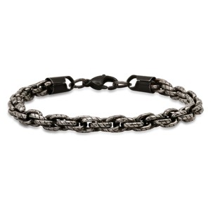 Steeltime Men's stainless steel oxidized double round link bracelet - 1 of 4