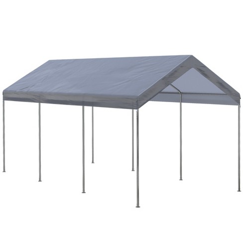 Outsunny 10' x 20' Carport, Portable Garage & Patio Canopy Tent, Adjustable  Height, Anti-UV Cover for Car, Truck, Boat, Catering, Wedding, Gray