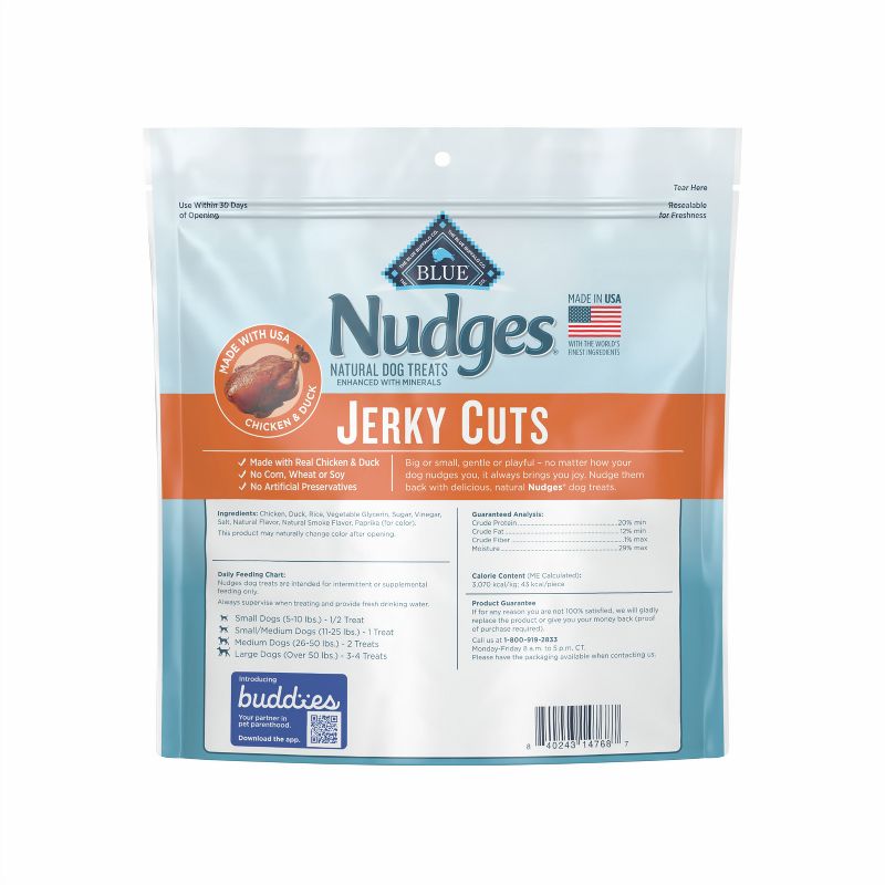 Blue Buffalo Nudges with Duck and Chicken Jerky Cuts Natural Dog Treats  - 16oz, 2 of 7