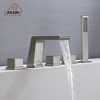 CASAINC 5 Hole Deck Mounted Roman Tub Faucet with Hand Shower and Waterfall Spout - 2 of 4