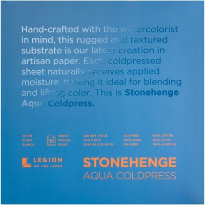 Stonehenge Aqua Block Coldpress Pad 10"X10" 15 Sheets/Pkg-White 140lb
