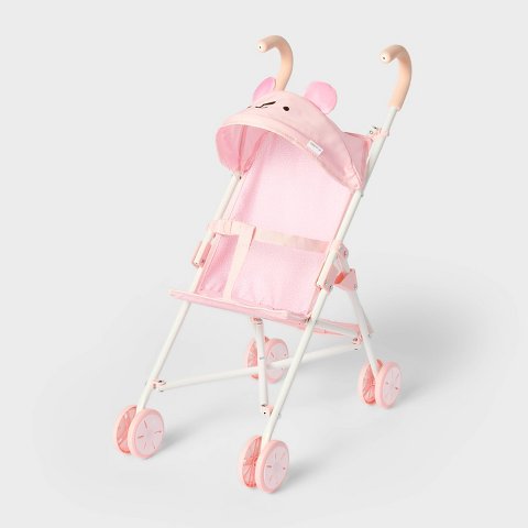 Кукольная коляска Gigglescape складная, мишки в розовый горошек, для кукол 35-40 см