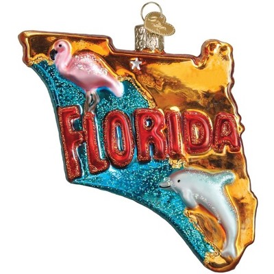 Old World Christmas Glass Blown Ornament for Christmas Tree, State of Florida