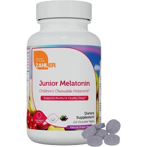 Zahler Junior Melatonin, Supports Restful & Quality Sleep, Natural Grape Flavor, Kosher Dietary Supplement - 120 Chewable Tablets - 1 of 4