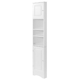 Tramull Corner Bathroom Cabinet with 2 Doors & Adjustable Shelves, Space-Saving Tall Storage Unit, Waterproof MDF - 1 of 4