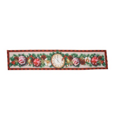 Unique Bargains Christmas Table Runner Christmas Ornament Clock Polyester Multicolor 71x14 Inch 1 Pc