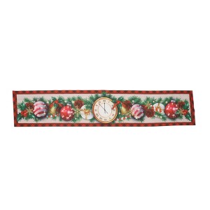 Unique Bargains Christmas Table Runner Christmas Ornament Clock Polyester Multicolor 71x14 Inch 1 Pc - 1 of 4