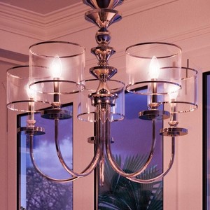 Urban Ambiance Luxury Cosmopolitan Chandelier,  25-1/8" x 28",  Polished Nickel Finish, UHP2921 - 1 of 4