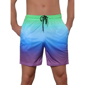 Lars Amadeus Men's Contrast Color Summer Beach Colorful Swimwear Shorts - 1 of 4