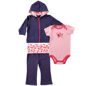 Yoga Sprout Baby and Toddler Girl Cotton Hoodie, Bodysuit or Tee Top, and Pant, Paisley Baby - 1 of 1
