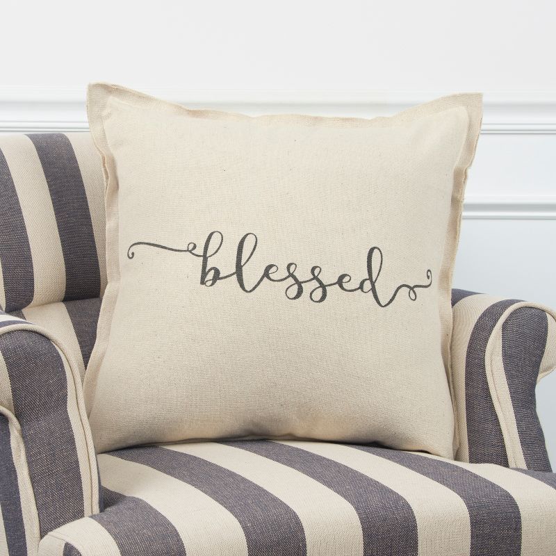 20&#34;x20&#34; Oversize Sentiment Polyester Filled Square Throw Pillow Neutral - Rizzy Home, 5 of 6