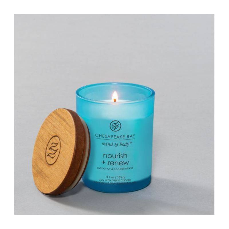 Frosted Glass Nourish + Renew Lidded Jar Candle Light Blue - Mind & Body by Chesapeake Bay Candle, 2 of 9
