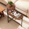 LIVAREEmlen Round Coffee Table with Storage Tray 2 Tier Oval End Tables Wooden Small Side Table for Living Room - 2 of 4