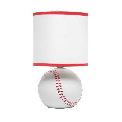 White and Red Mini Baseball Table Lamp for Kids Room