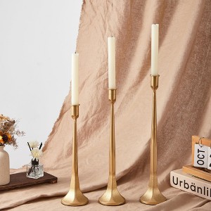 MOEPISY Iron Taper Candle Holder Set of 3, Gold Candlestick Holders Decorative Candle Stand (Gold) - 1 of 4