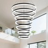 7-Light Ring Black Commercial Modern LED Chandelier, Dimmable Pendant Lighting for Hotel Lobby, Reception, High Ceilings - 2 of 4