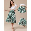 INSPIRE CHIC Women's Boho Floral Summer Elastic Waist Dressy Casual A-line Midi Skirts - 2 of 4