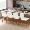 Costway 27" Swivel Bar Stools Set of 2/4 with Rubber Wood Legs Upholstered Linen Bar Chairs Beige/Gray - 2 of 4