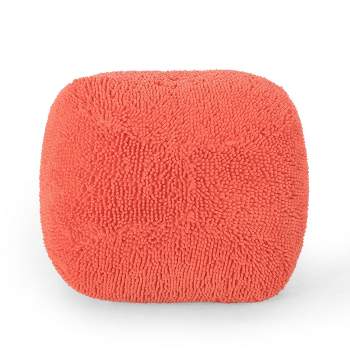 Nahunta Modern Knitted Cotton Round Pouf Coral - Christopher