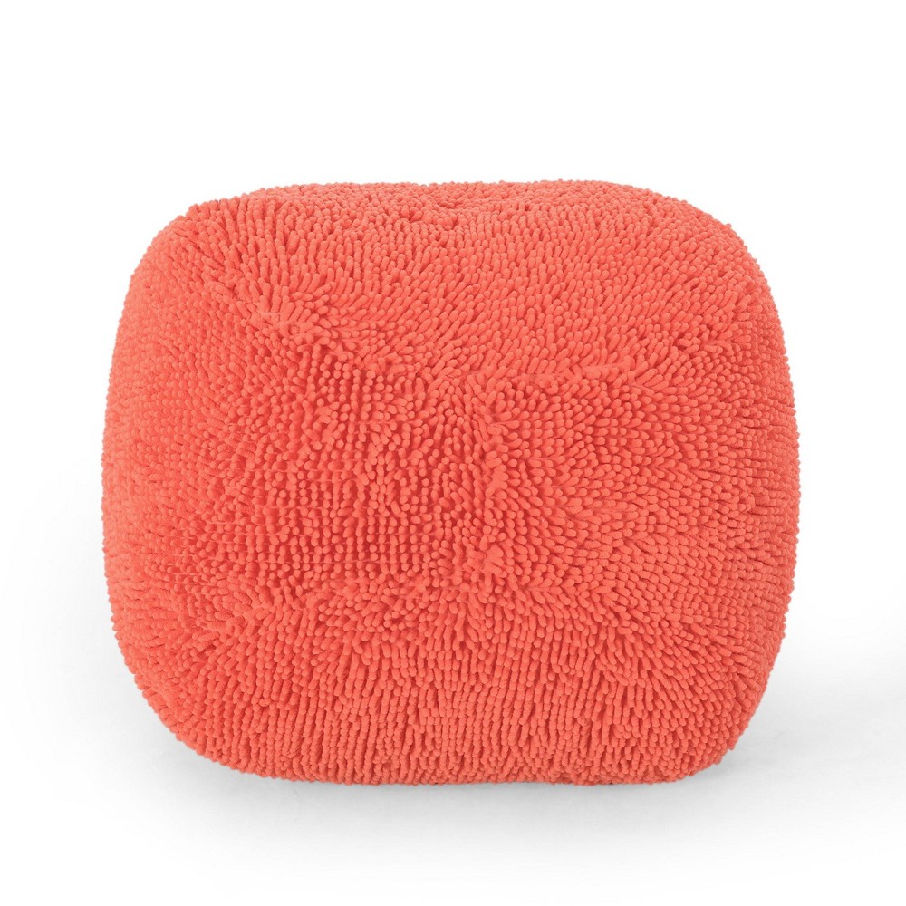 Photos - Pouffe / Bench Christopher Knight Home Moloney Modern Microfiber Chenille Round Pouf Coral: Upholstered, No Assembly, 300lb Capacity