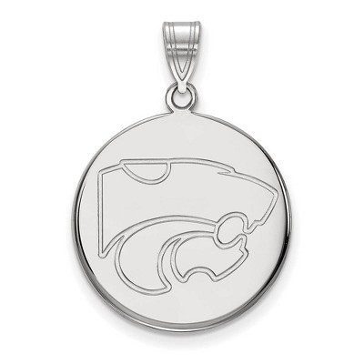 Black Bow Jewelry 10k White Gold Kansas State Wildcats NCAA Large Pendant