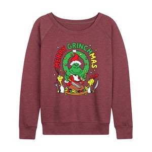 Women's - Dr. Seuss -  Lightweight French Terry Wide Neck Long Sleeve Shirt - 1 of 4