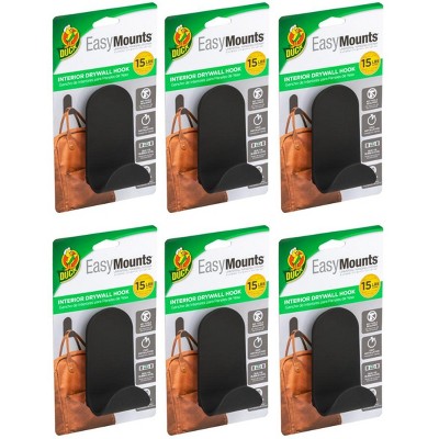 Duck EasyMounts Wall Mounted Decorative Hooks, Black, 4 Pack