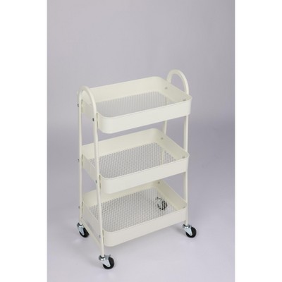 DOMETOUR 3 Tier Small Rolling Cart Metal Utility Storage Organizer Kitchen Trolley Bathroom Laundry Room Bar Office Shelves