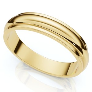 Pompeii3 4mm Step Cut Polished Wedding Band 14K Yellow Gold - 1 of 4