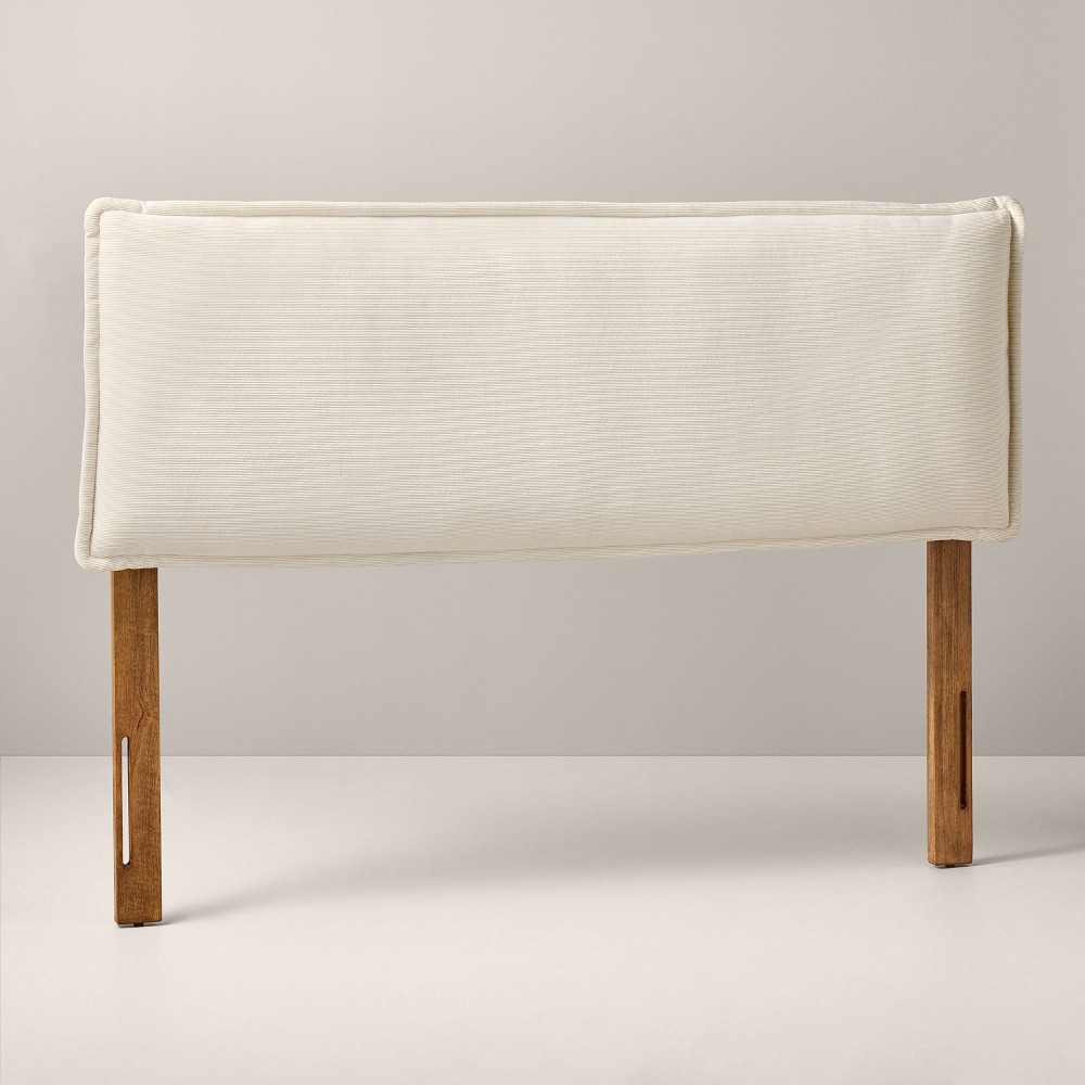 Photos - Bed Frame Queen Corduroy Upholstered Headboard Cream - Hearth & Hand™ with Magnolia: Farmhouse Style,  Mounted