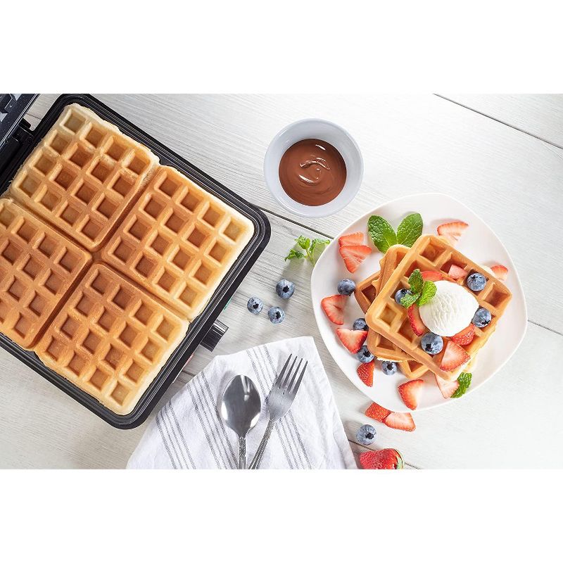 CucinaPro Four Square Belgian Waffle Maker  Extra Large Stainless Steel Kitchen Appliance with Nonstick Waffler Iron Plates  Breakfast Gift, 2 of 4