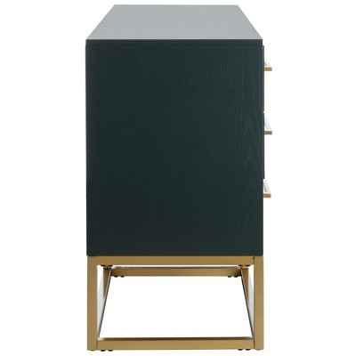Estelle Transitional Teal 6-Drawer Dresser with Brass Accents
