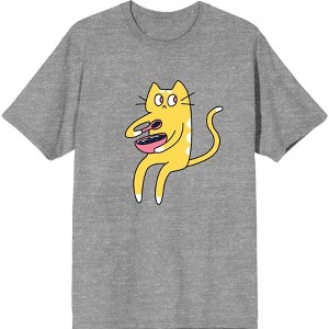 Derpy Kitty Cat With Pink Bowl Men's Short Sleeve Tee - 1 of 2