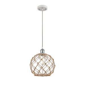 Farmhouse Rope - 1 Light Cord Hung Mini Pendant In Industrial Style-13 Inches Tall and 10 Inches Wide - 1 of 1