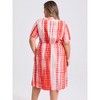 GRACE & GRANDEUR Women's Plus Size Tie Dye Round Neck Short Sleeve Button Decor A Line Dresses - 3 of 4