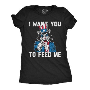 Womens Funny T Shirts I Want You to Feed Me Sarcastic Fourth Of July Graphic Novelty Cat Tee for Ladies - Crazy Dog Women's T Shirt For Fourth Of July - 1 of 4