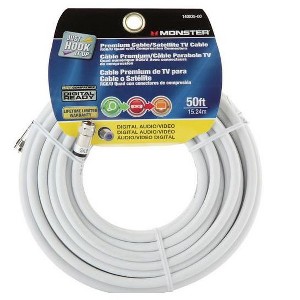 Monster 140035-00 Rg6 Quad Video Coaxial Cable 50', White - 1 of 1