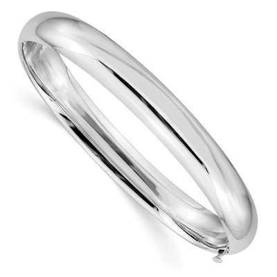 Black Bow Jewelry 8mm 14k White Gold High Polished Domed Hinged Bangle Bracelet