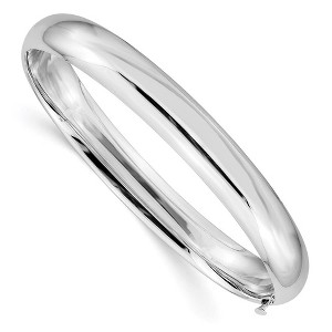 Black Bow Jewelry 8mm 14k White Gold High Polished Domed Hinged Bangle Bracelet - 1 of 4
