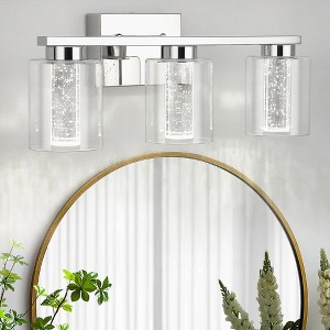 Whizmax Light Chrome Vanity Lights-3 Color Dimmable Bathroom Vanity Light with Crystal Bubble and Clear Glass for Bathroom Bedroom Living Room - 1 of 4