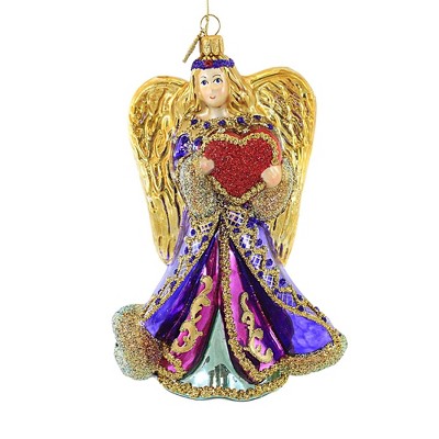 Huras Angel In Flowing Purple Gown  -  1 Glass Ornament 7.00 Inches -  Ornament Religious Alzheimers  -  Dhf736  -  Glass  -  Purple