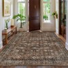 Vintage Floral Area Rug, Large Washable Stain Resistant Non Slip Low Pile Throw Carpet for Living Room Bedroom - 2 of 4