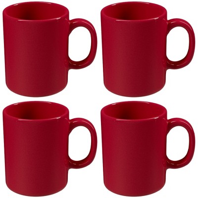 Omniware Teaz Cafe 11 oz Classic Mug, Set of 4 - Vintage Stoneware Coffee Cups, Nostalgic 50s-Inspired Drinkware, Rustic Farmhouse Aesthetic