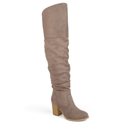 wide calf over the knee boots taupe