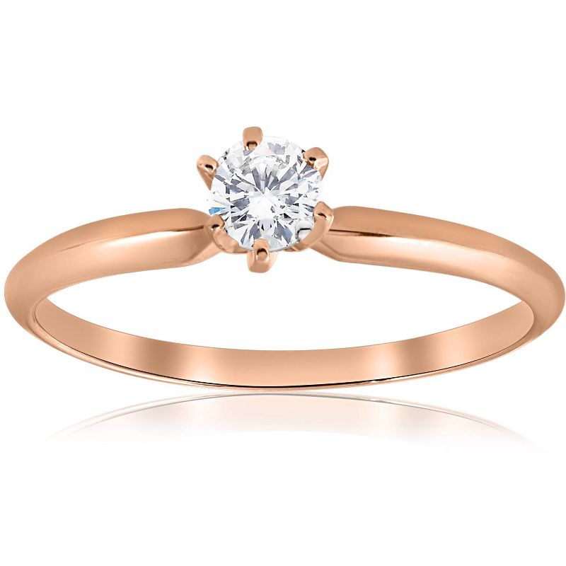Pompeii3 1/4 ct Solitaire Diamond Engagement Ring 14k Rose Gold, 1 of 5