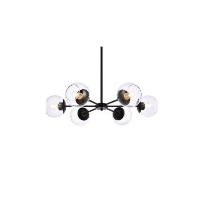 Briggs 30-Inch Black and Clear Glass Globe Pendant Light