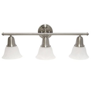 3 Light Metal and Alabaster White Glass Shade Vanity Wall Light Fixture with Metal Accents - Lalia Home - 1 of 4