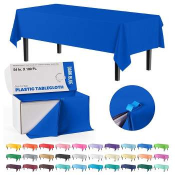 Crown Display Cut to Size Disposable Plastic Tablecloth Roll  With Cutter -54" X 100'